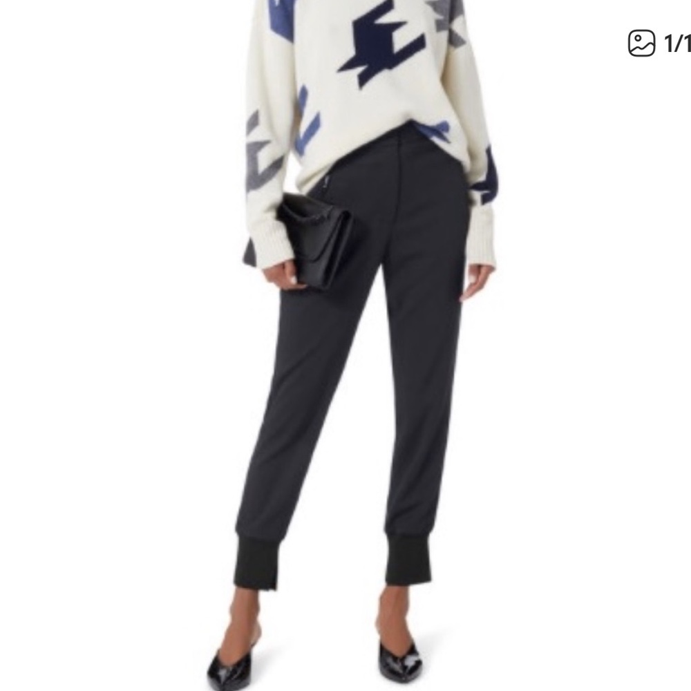 3.1 Phillip Lim Midnight Navy Pinstripe Tapered Pants Side Stripe Size 2